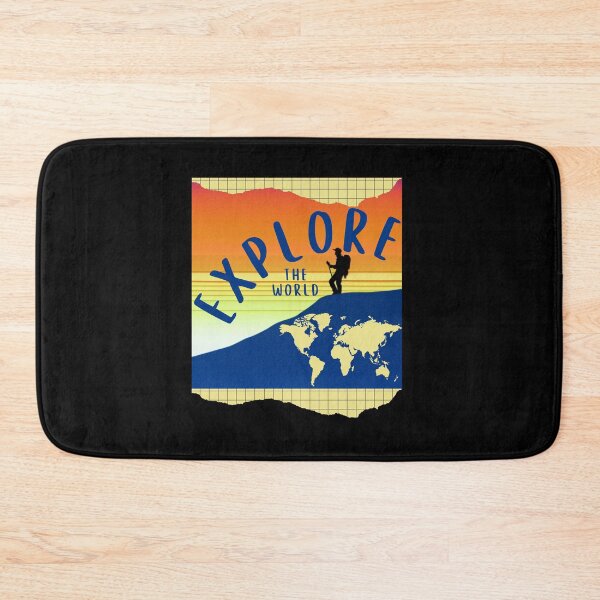 Item preview, Explore Your World Graphic Design with Sunset and World Outline in LIght Yellow designed and sold by tranquilbeach.