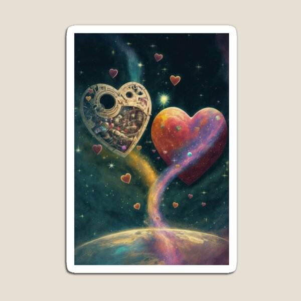 Aperçu de l'œuvre Deux coeurs dans l'espace créée et vendue par MorningPanda.
