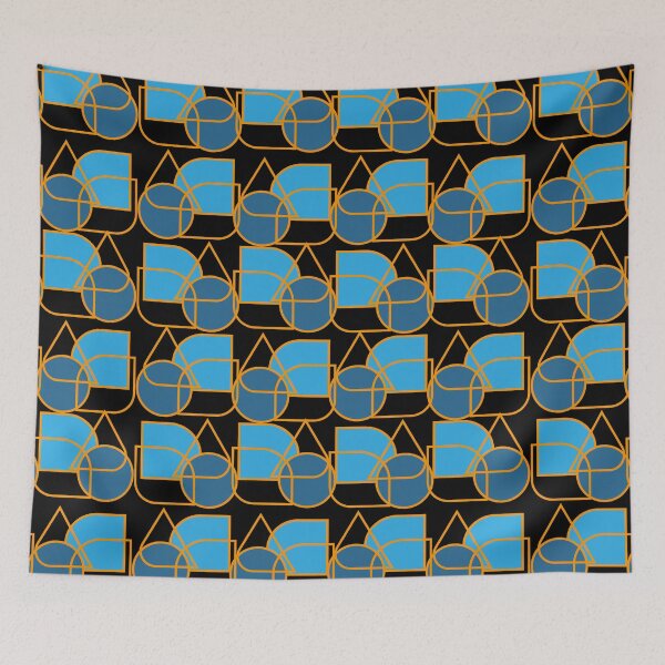Item preview, Formas geométricas Azul e laranja Retrô Vintage designed and sold by GirlaineSQ.