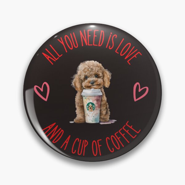 Item preview, This adorable apricot poodle pup with his cup of coffee. designed and sold by MerryHillStudio.