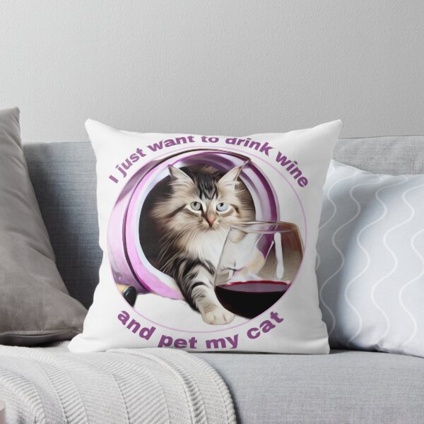 Item preview, I Just Want to Drink Wine and Pet My Cat designed and sold by funhousejen.