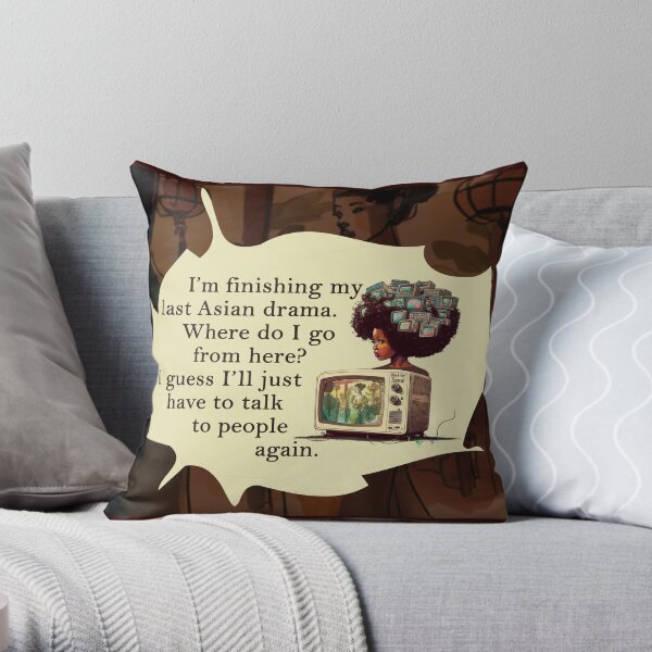 The Anti-Social Kdrama Fan Throw Pillows (pictorial background) Throw Pillow