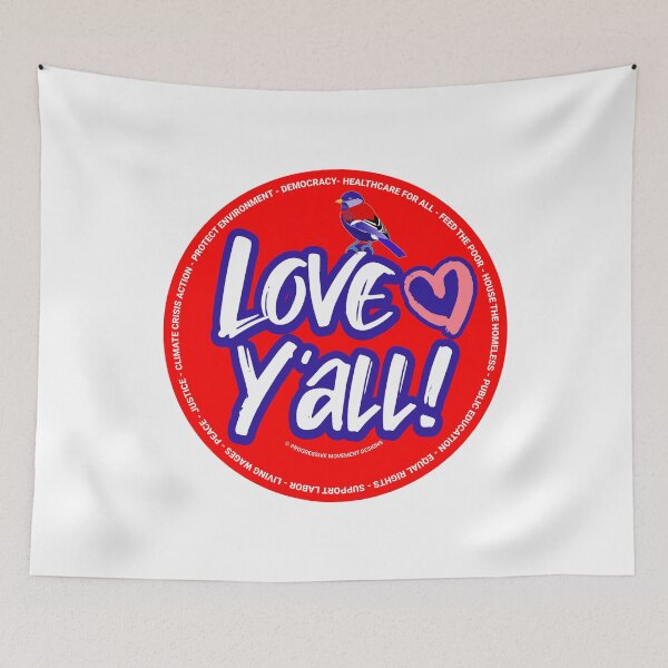 Item preview, PMD00347 Progressive Movement Designs Love Yall Valentine heart funny Valentines for married or dating progressives  designed and sold by ProgressiveLeft.
