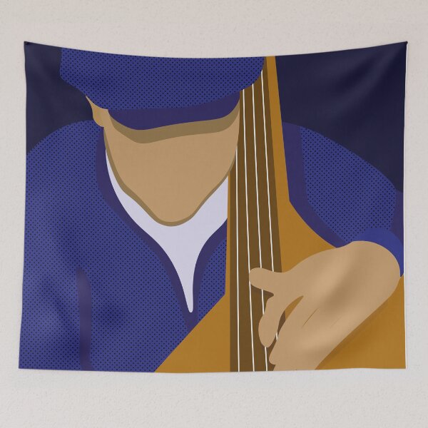 Item preview, Blue dynamic double bass player designed and sold by PassionAndJoy.