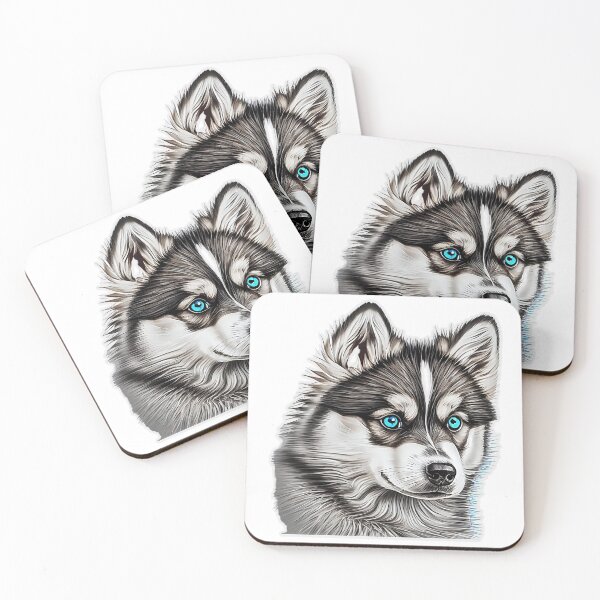 Item preview, Cute blue-eyed Pomsky/Mini Husky Puppy digital art drawing for printables designed and sold by BHC-P.