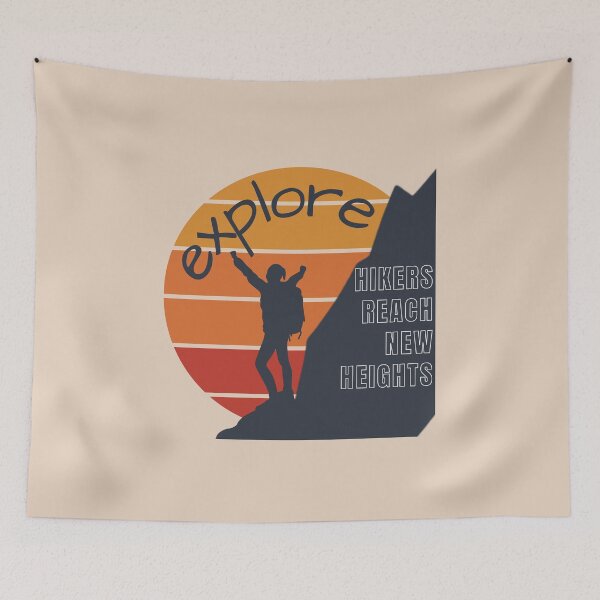 Item preview, Woman Girl Hikers Reach New Heights Graphic Design with Sunset in Vintage Colors in White designed and sold by tranquilbeach.
