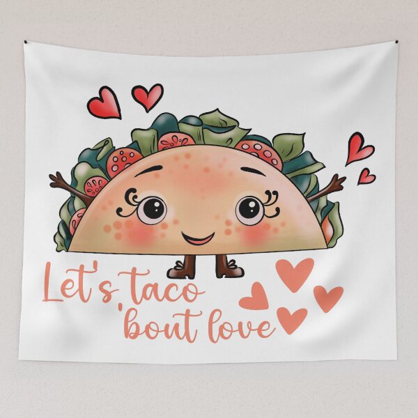 Item preview, Let's taco 'bout love - Valentine's Day taco designed and sold by EvergreenWhimsy.