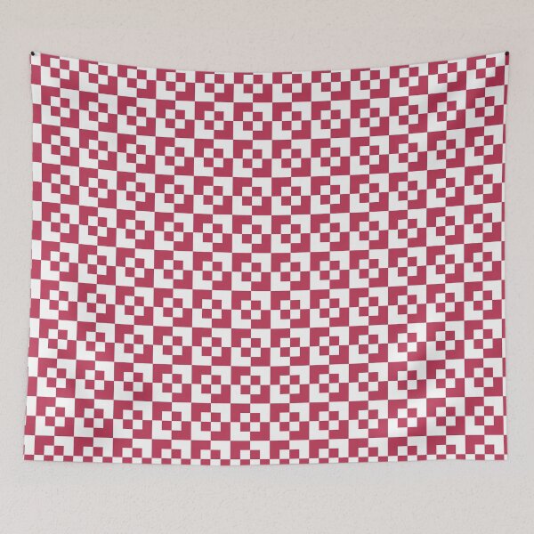 Artikelvorschau, Viva Magenta und weißes geometrisches nicht traditionelles Karomuster entworfen und verkauft von CJAura by Claire Jane Johnson.