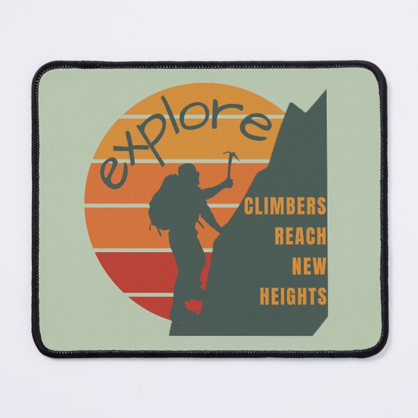 Item preview, Mountain Climbers Reach New Heights Graphic Design in Gray Green with Sunset in Vintage Colors designed and sold by tranquilbeach.