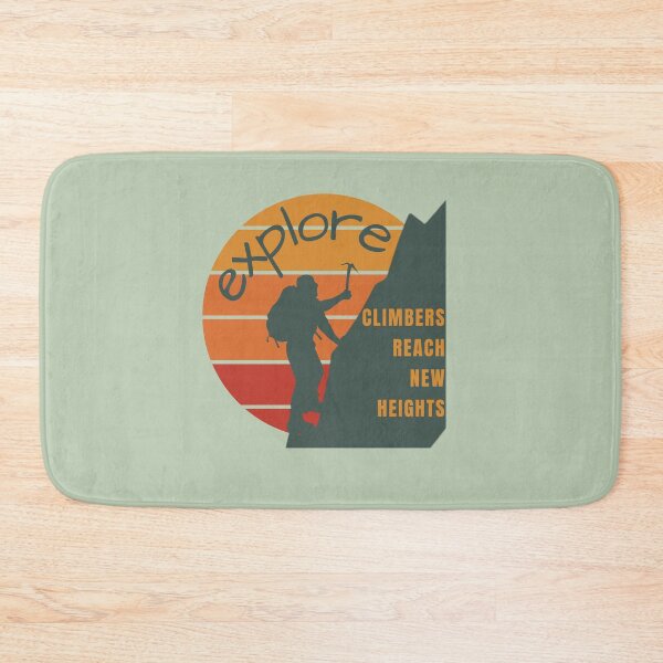 Item preview, Mountain Climbers Reach New Heights Graphic Design in Gray Green with Sunset in Vintage Colors designed and sold by tranquilbeach.