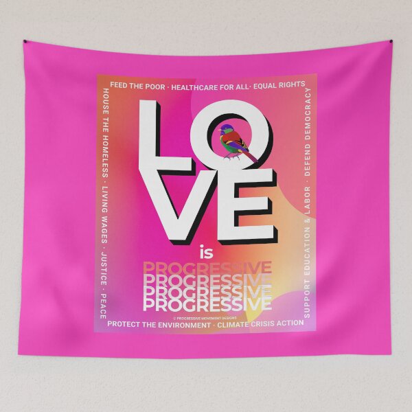 Item preview, PMD00356 Progressive Movement Designs Love is Progressive colorful Valentine for Progressives with 12 goals  designed and sold by ProgressiveLeft.