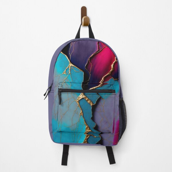 Item preview, Cherry Golden Blue "Fuchsia Fissure" - Abstract Contemporary Resin Art designed and sold by inkvestor.