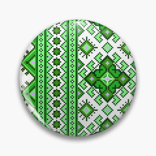 Item preview, Colorful Dark Green Geometrical Pixelized Vyshyvanka Ukrainian Embroidery #015 designed and sold by ChameleonStars.