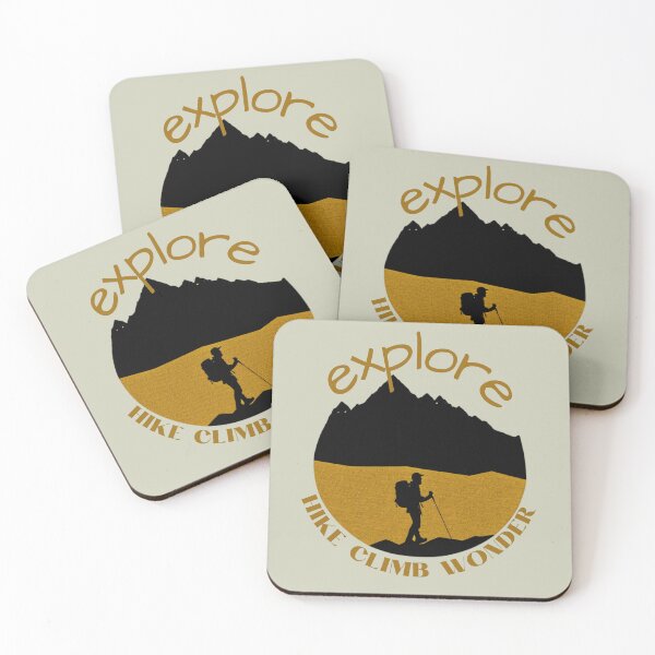 Item preview, Hike Climb Wonder Explore Graphic Design in Bold Lettering with Mountains designed and sold by tranquilbeach.