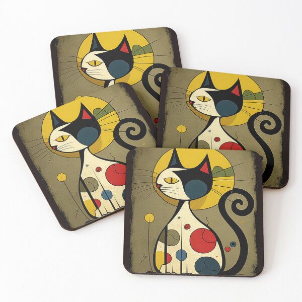 Item preview, Mid Century Colorful Cat 7 Abstract Art Print Painting Wall Decor designed and sold by winterkitty88.