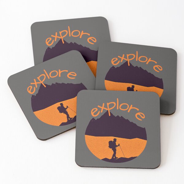 Item preview, Hike Climb Wonder Explore Graphic Design in Orange with Bold Lettering with Mountains designed and sold by tranquilbeach.