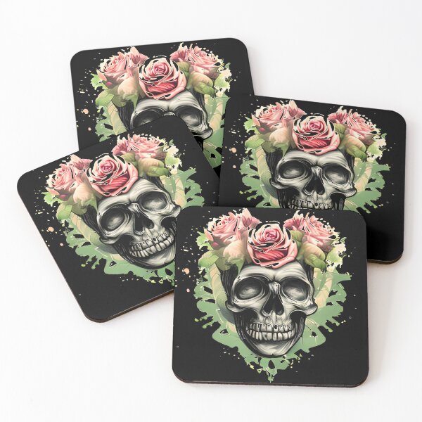 Item preview, skull with flowers designed and sold by NicoDesignArt.