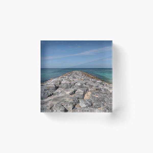 Rocky pier leading to tropical blue ocean | Okinawa, Japan Acrylic Block