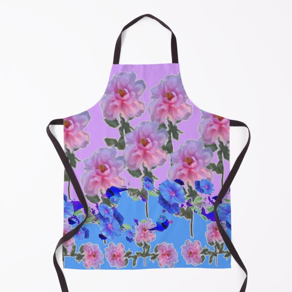 Item preview, BLUE MORNING GLORY  PINK ROSES FLORAL ART designed and sold by sharlesart.