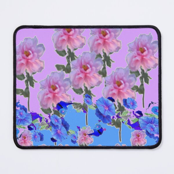 Item preview, BLUE MORNING GLORY PINK ROSES FLORAL ART designed and sold by sharlesart.