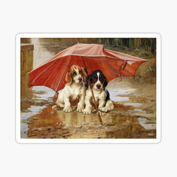 Item preview, Puppies under a Umbrella designed and sold by LadybellVintage.
