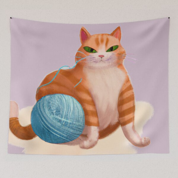 Item preview, Funny And Cute Cat With A Ball Of Wool designed and sold by Color-Me-Blue.
