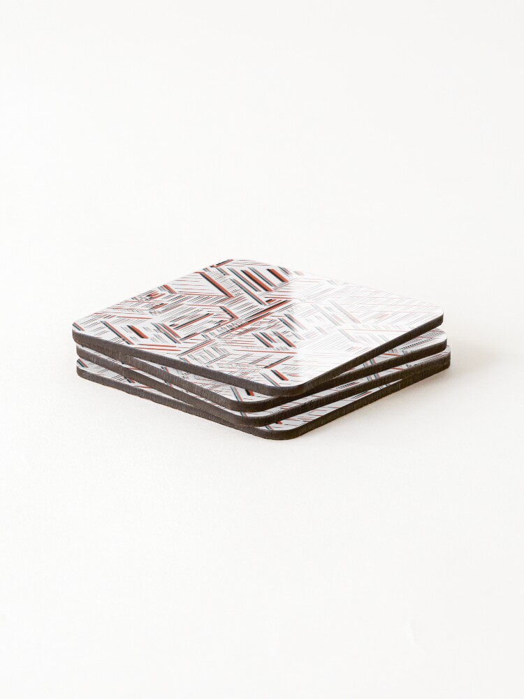 Thumbnail 4 of 5, Coasters (Set of 4), Line Pattern Red designed and sold by thatmacko.