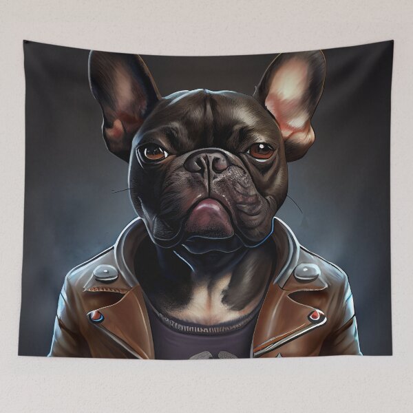 Item preview, French bulldog biker designed and sold by Quiki.