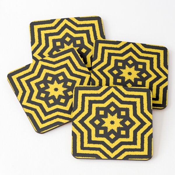 Item preview, HIGHLY Visible Yellow and Black Line Kaleidoscope pattern (Seamless) 16 designed and sold by Swabcraft.