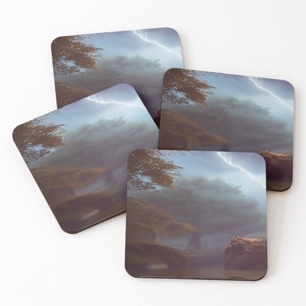 Item preview, Lightning Strike Night Dark Sky with Rocks on a Lake  designed and sold by deniselynnimage.