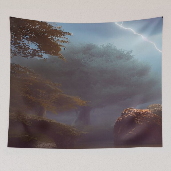 Item preview, Lightning Strike Night Dark Sky with Rocks on a Lake  designed and sold by deniselynnimage.