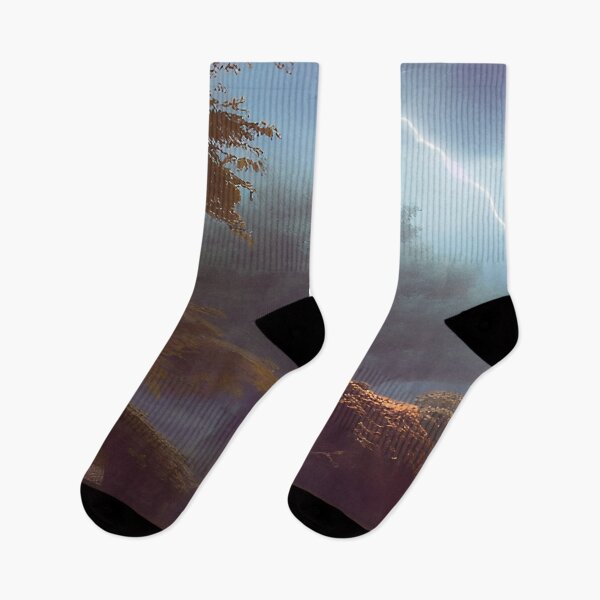 Item preview, Lightning Strike Night Dark Sky with Rocks on a Lake  designed and sold by deniselynnimage.