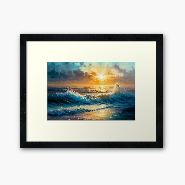 Sunrise at the Beach - Impressionism Painting Style Framed Art Print