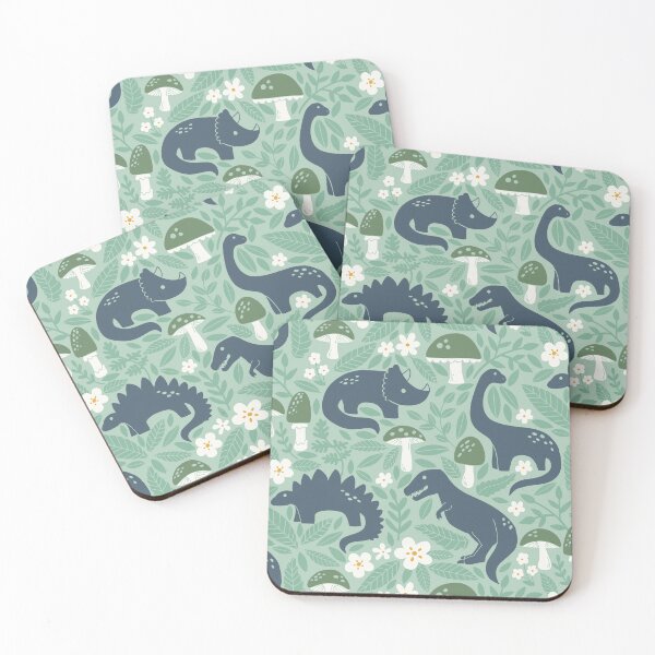 Item preview, Dinosaurs and Mushrooms - Mint designed and sold by latheandquill.