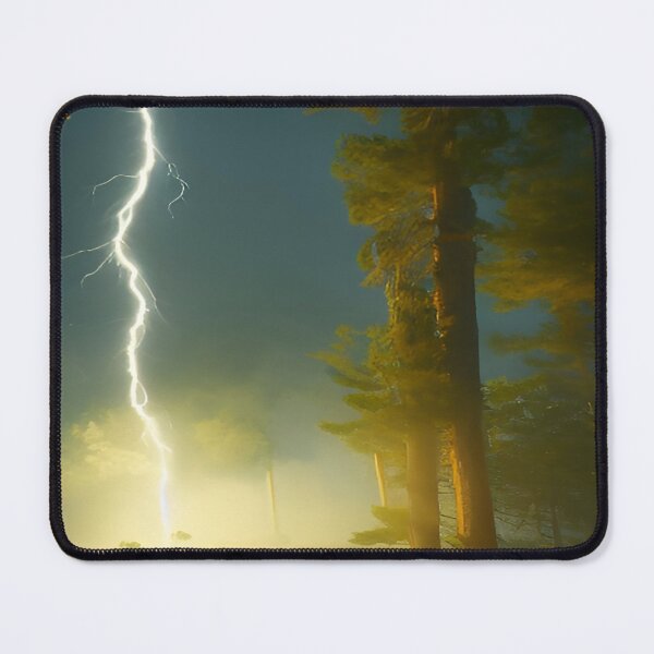 Item preview, Lightning Strike to Ground in Gloomy Dark Skies with Large Trees designed and sold by deniselynnimage.
