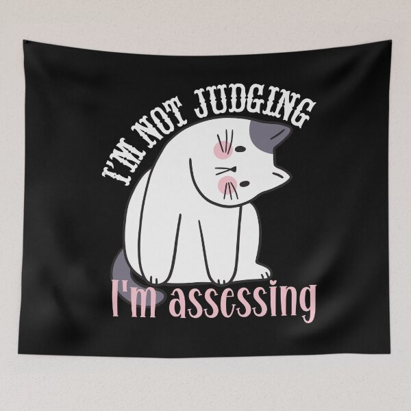 Item preview, I'm not judging I'm assessing - grumpy cat designed and sold by EvergreenWhimsy.