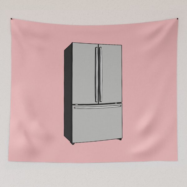 Item preview, French door refrigerator cartoon illustration designed and sold by Misscartoon.