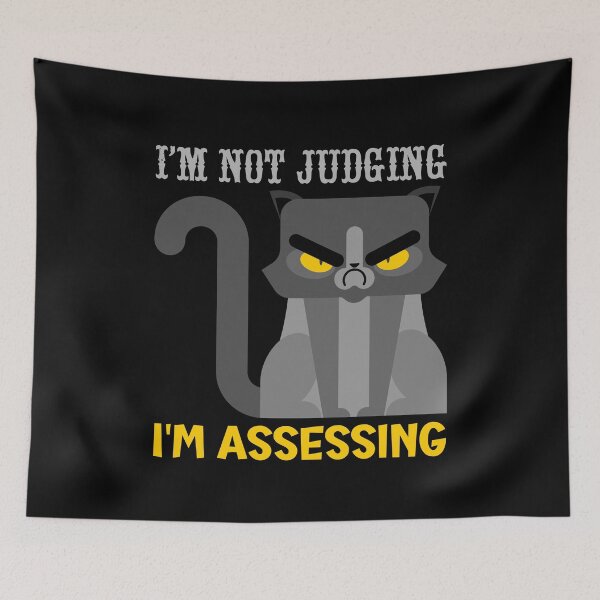 Item preview, I'm not judging I'm assessing - grumpy cat designed and sold by EvergreenWhimsy.