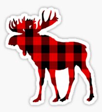 Red Buffalo Plaid Moose Sticker