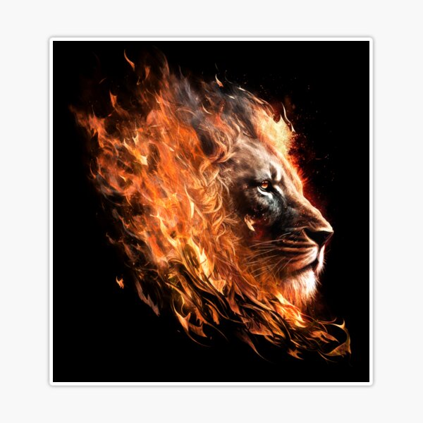Pegatina for Sale con la obra «Cabeza de león de pelo de fuego» de Jarmo  Piironen