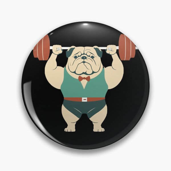 Item preview, Bulldog Workout Lifting Weights In The Gym Getting Fit Strong Dog designed and sold by AnimalArtPhotos.