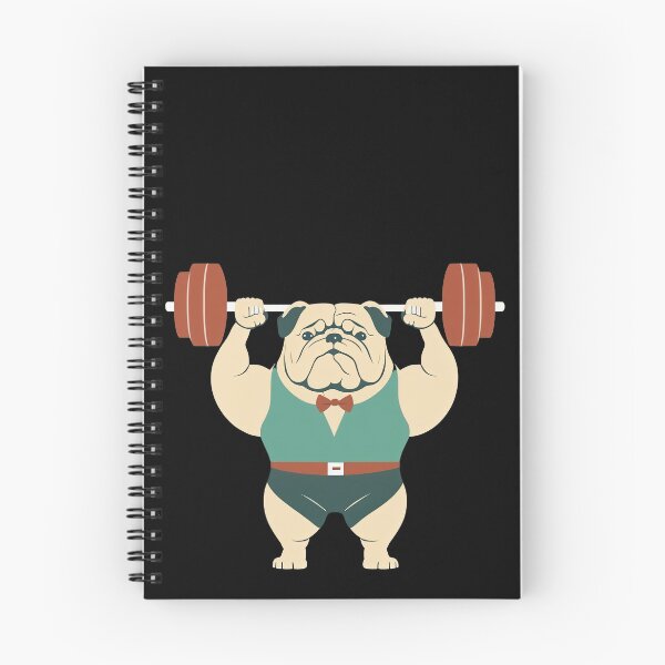 Item preview, Bulldog Workout Lifting Weights In The Gym Getting Fit Strong Dog designed and sold by AnimalArtPhotos.