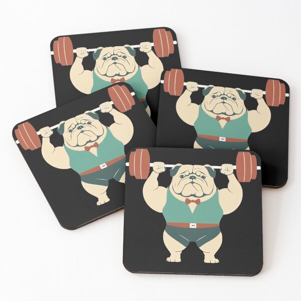 Item preview, Bulldog Workout Lifting Weights In The Gym Getting Fit Strong Dog designed and sold by AnimalArtPhotos.