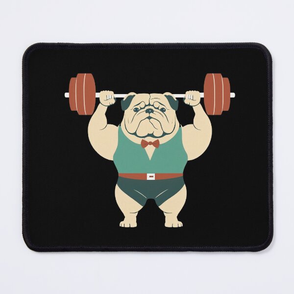 Item preview, Bulldog Workout Lifting Weights In The Gym Getting Fit Strong Dog designed and sold by AnimalArtPhotos.