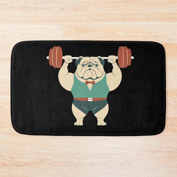 Item preview, Bulldog Workout Lifting Weights In The Gym Getting Fit Strong Dog designed and sold by AnimalArtPhotos.