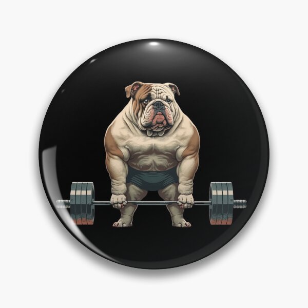 Item preview, Dog Workout Lifting Weights In The Gym Getting Fit Strong Bulldog designed and sold by AnimalArtPhotos.