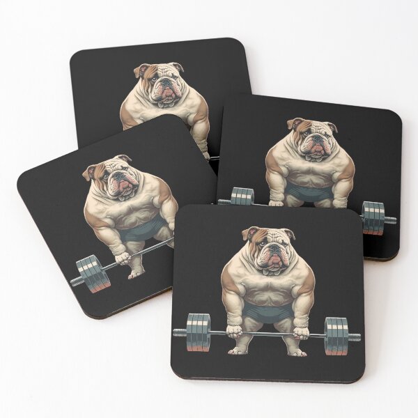 Item preview, Dog Workout Lifting Weights In The Gym Getting Fit Strong Bulldog designed and sold by AnimalArtPhotos.