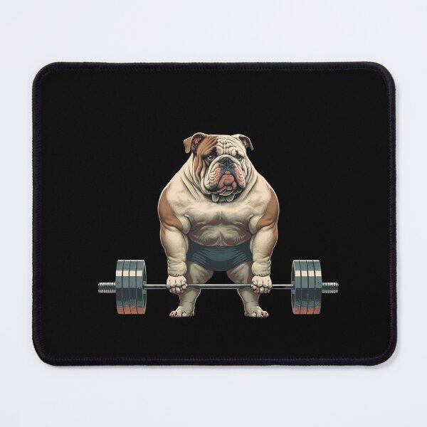 Item preview, Dog Workout Lifting Weights In The Gym Getting Fit Strong Bulldog designed and sold by AnimalArtPhotos.