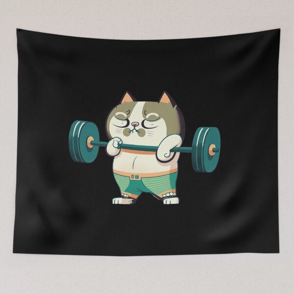 Item preview, Cat Working Out Weightlifting Workout Funny Gym Design  designed and sold by AnimalArtPhotos.