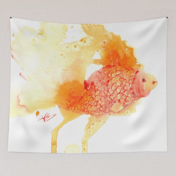Item preview, Firefish | Loose Atmospheric Watercolor Goldfish Painting designed and sold by Valerie Englehart.